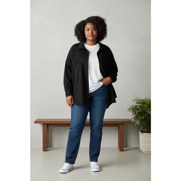 J.Jill Back Stretchy Oversized Button Up Jacket W/ Pockets Size 3X - Picture 1 of 8